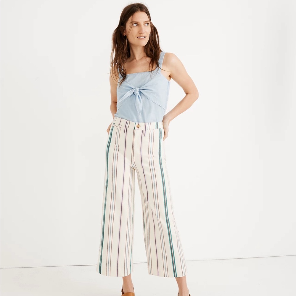 Emmet Wide Leg Crop in Pink Stripe